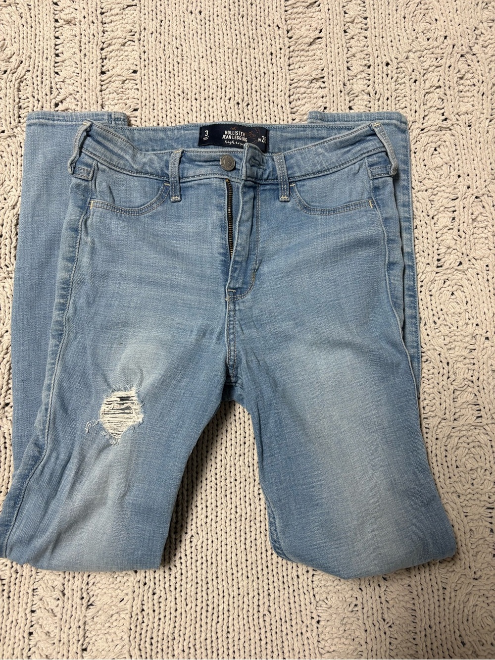 Hollister Light Blue Distressed Stretch Jeggings